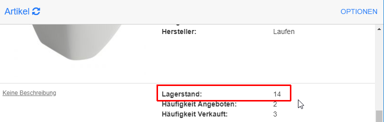 Lagerstand nach Verbuchung angepasst