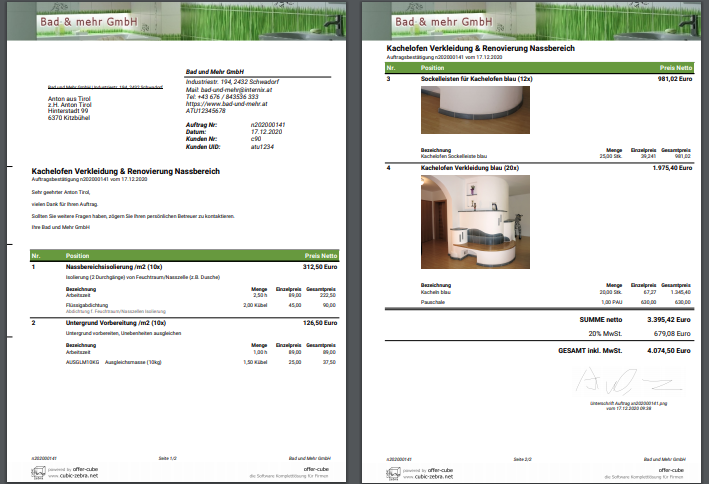 Auftragsbestätigung PDF