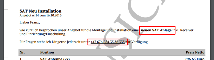 Ergebnis Style fett, unterstrichen Anweisung Angebots-Beschreibung