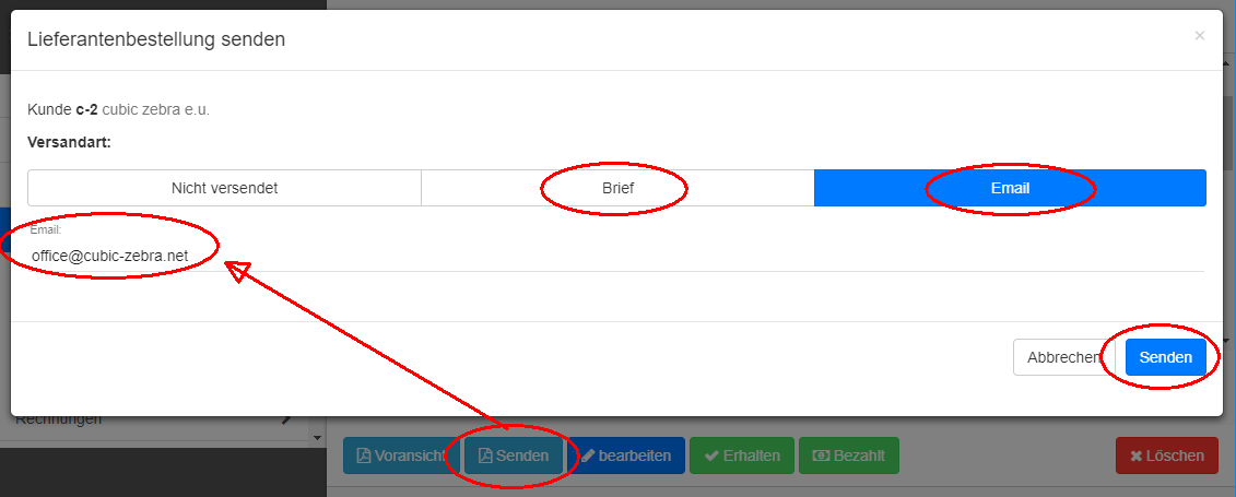 Bestellung versenden