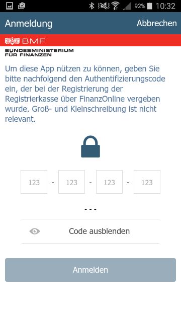 BMF Belegcheck App Authentifizierungscode eingeben