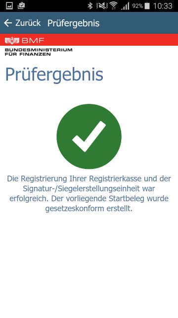 BMF Belegcheck App Prüfung erfolgreich