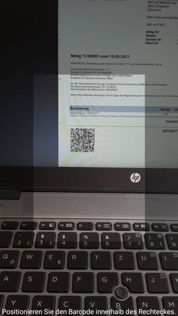 BMF Belegcheck App QR Code des Startbelegs scannen