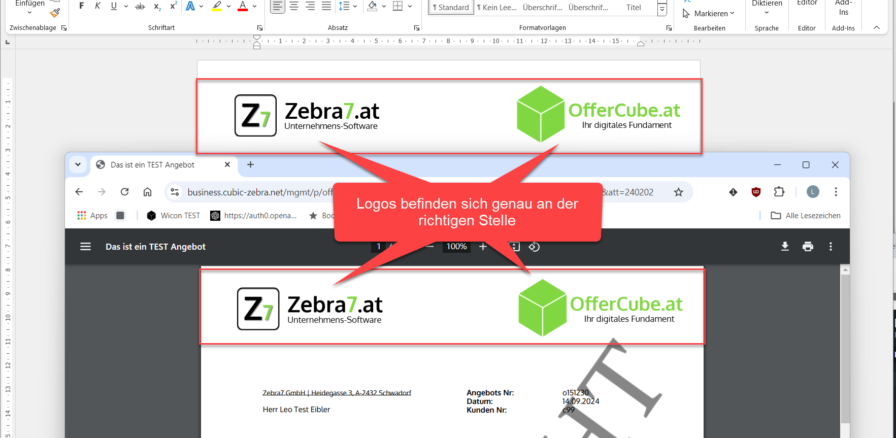 Logo korrekt positioniert