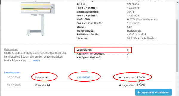 Ergebnis Artikel Stammdatensatz