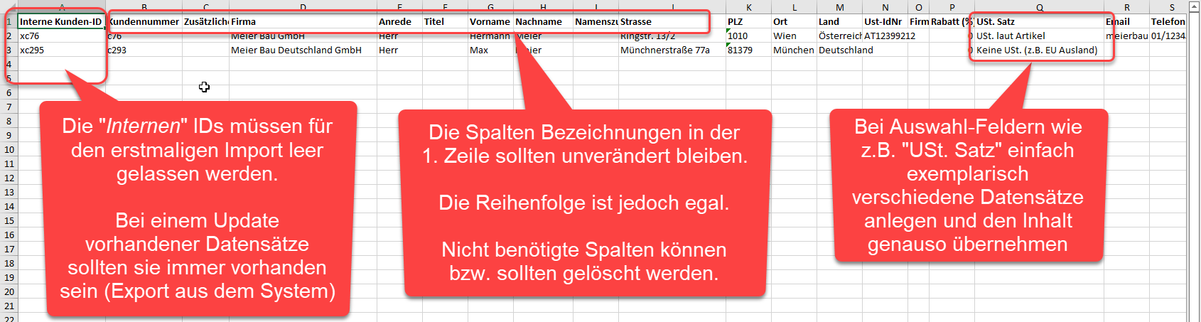 Excel Export/Import Datei