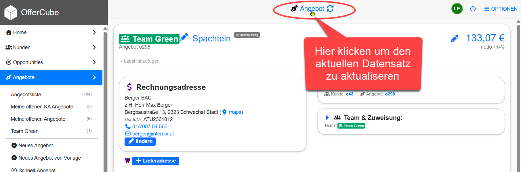 Datensatz aktualisieren