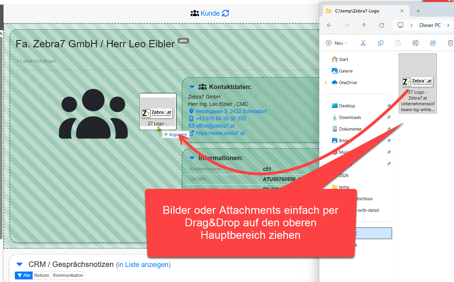 Bilder und Attachments per Drag n Drop