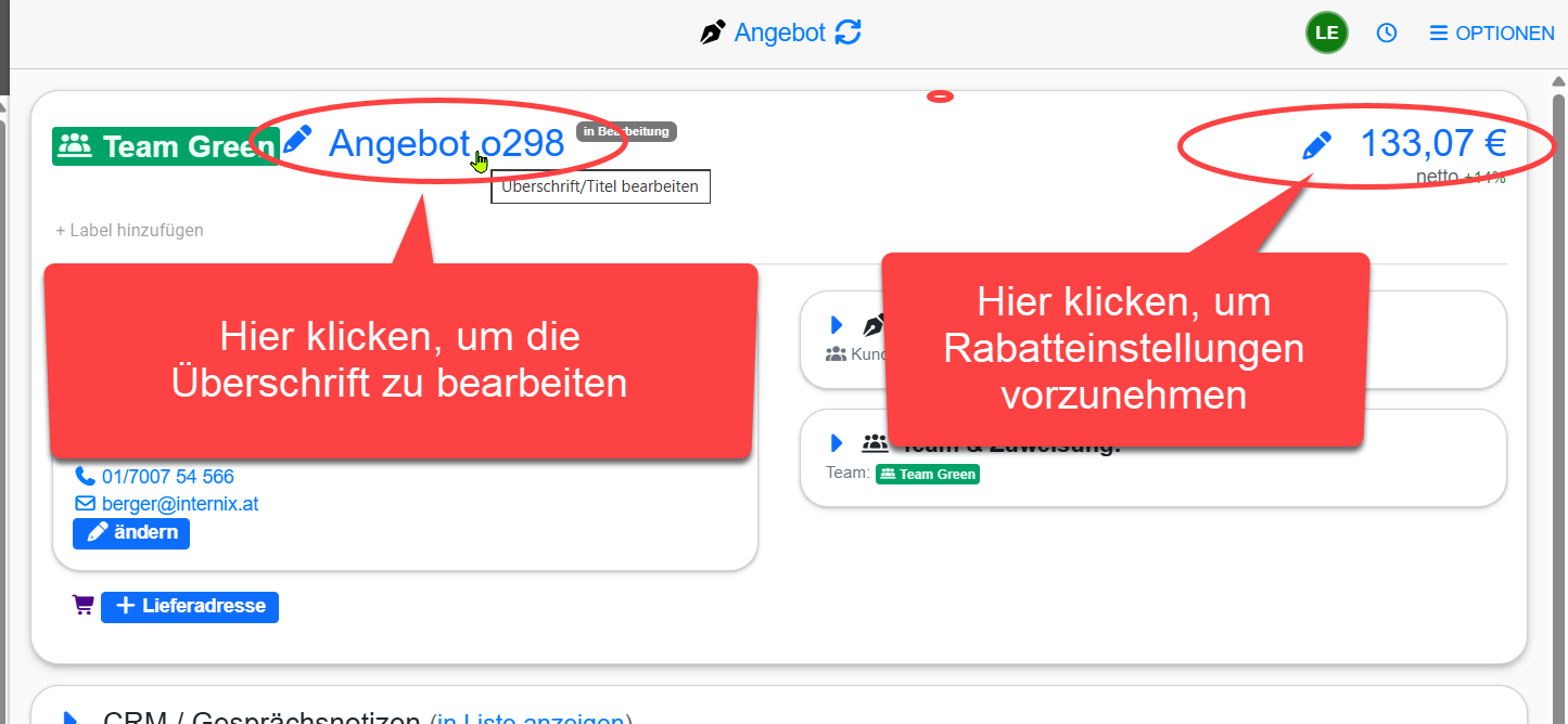 Spezielle Tipps für Angebot, Auftrag, Rechnung