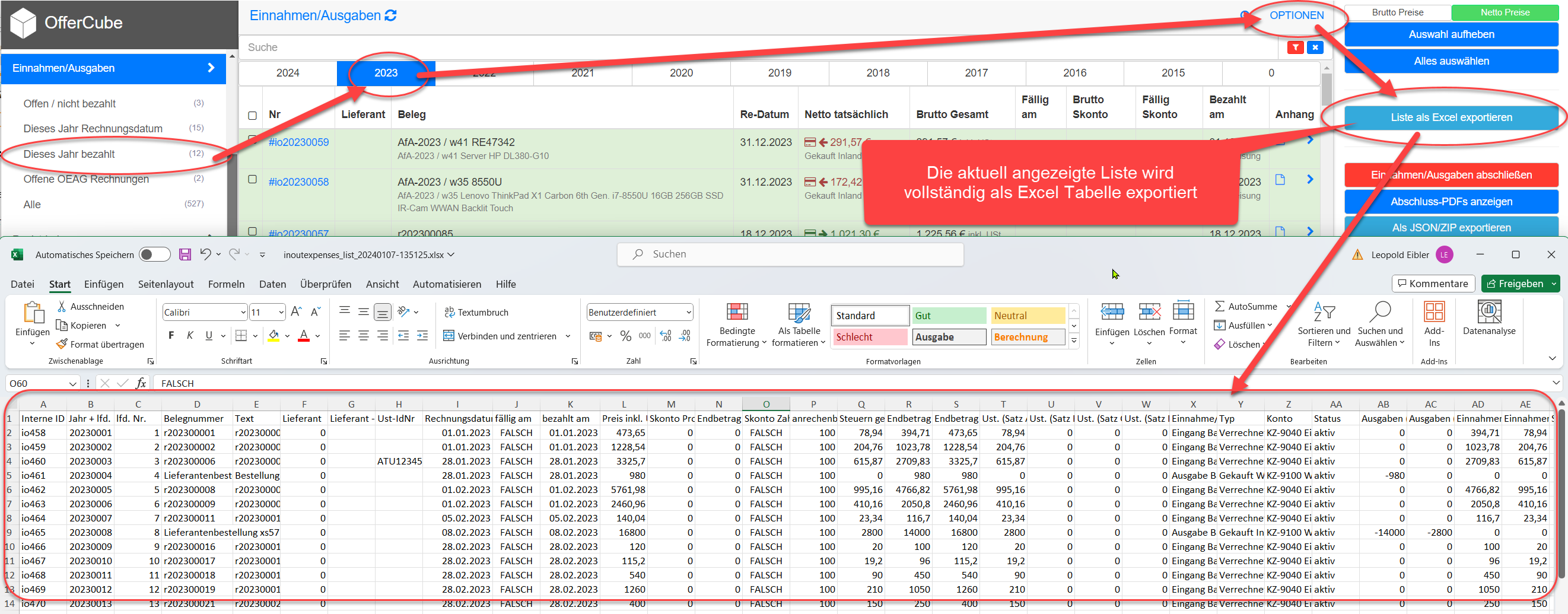 Excel Export