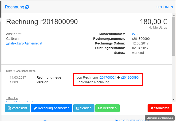 Rechnung neue Version