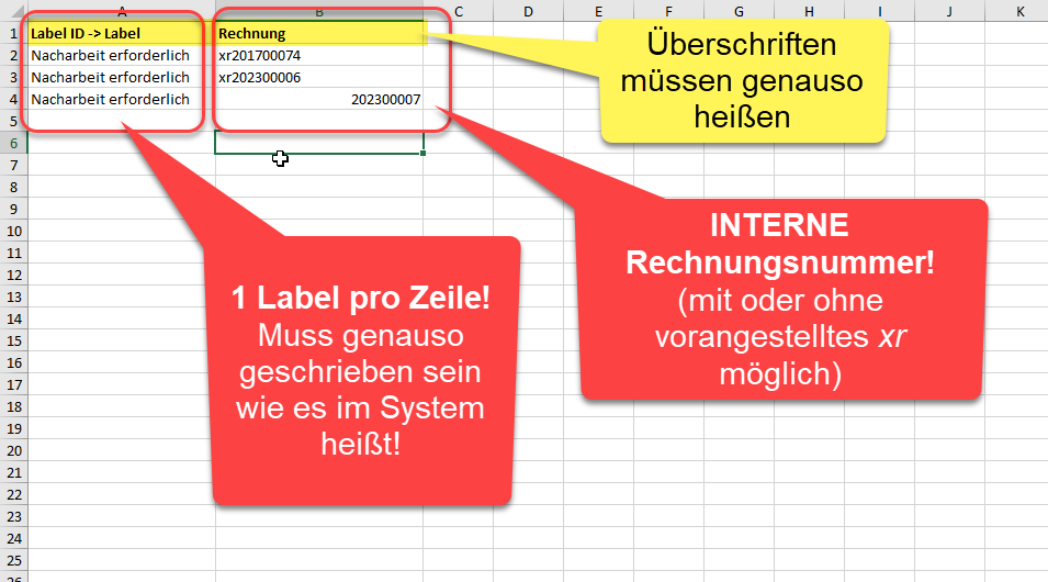 Excel vorbereiten