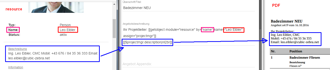 Verwendung der Funktion [[getobject]]