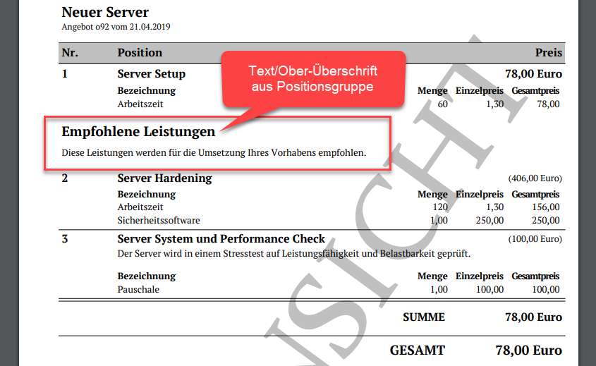 Ergebnis im PDF