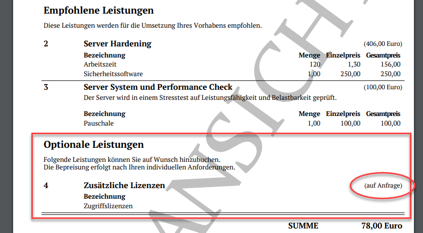 Positionsgruppe für Auf-Anfrage PDF