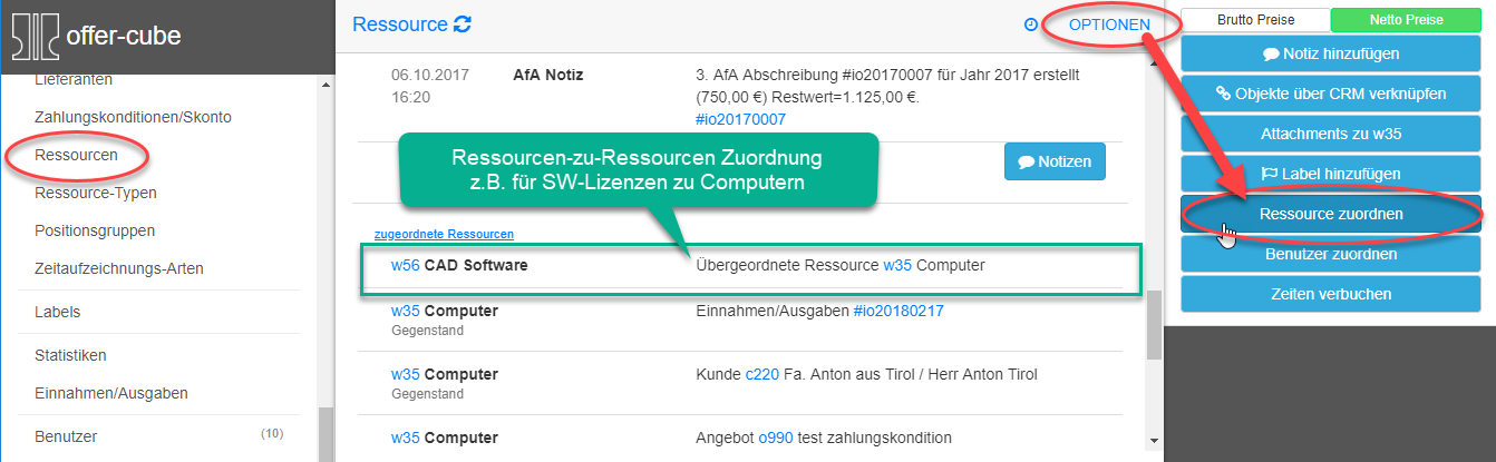 Ressourcen-zu-Ressourcen (CMDB) Zuordnung