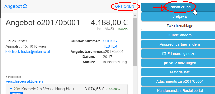 Rabatt Funktion aufrufen