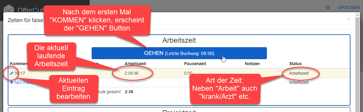 Uhren Dialog aktuelle Zeiten / bearbeiten