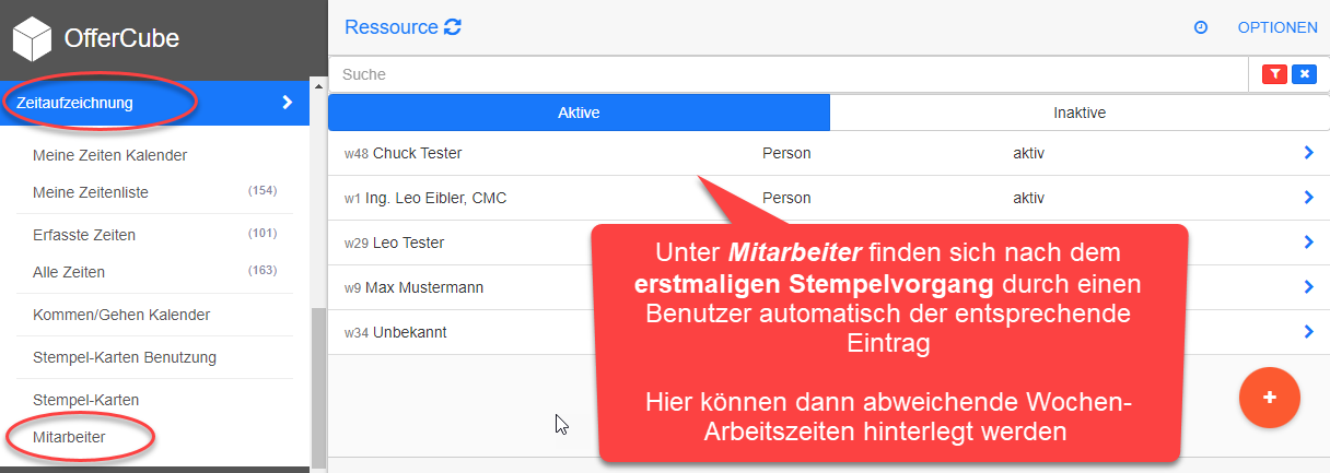 Zeitaufzeichnung - Mitarbeiter