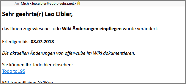 Email Benachrichtigung bei einer Todo Änderung